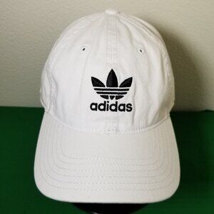Adidas White Trefoil Logo Cap Adult Adjustable White Athletic Hat